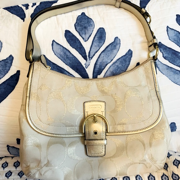 Coach Bags Coach Signature Ivory Gold Shoulder Bag Poshmark
